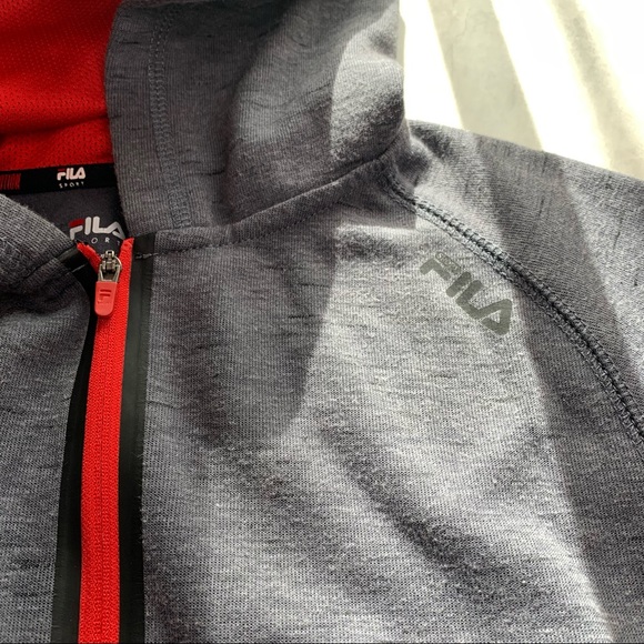 Fila Sport Gray/Red Hoodie Pull Over - Picture 5 of 6